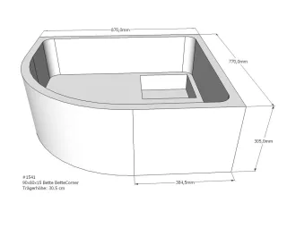 Neuesbad Wannenträger für Bette Corner 90x80x15 Viertelkreis SD22013