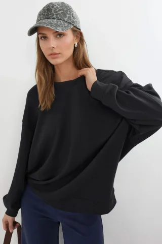 Lässiges Rundhals gestricktes Sweatshirt