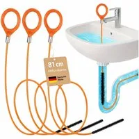 shenky Rohrreinigungsspirale 3er Set Flexible Rohrbürste für schmale Abflüsse und Rohre, L: 81 cm, Abflussbürste