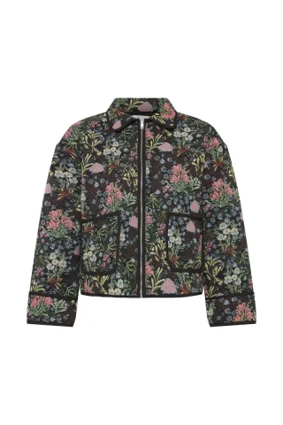 ICHI - Jacquard-Jacke grün/schwarz - Gr. - 34