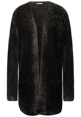 Street One - Langer Federgarn Cardigan braun - Gr. - 38