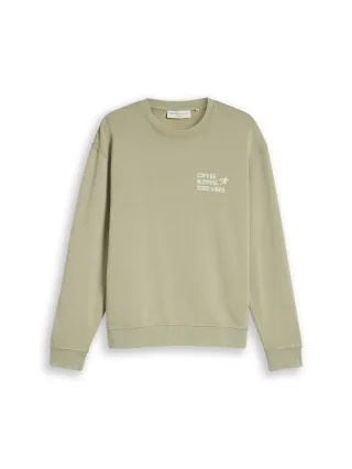 Denim Tom Tailor - Relaxed Fit Sweatshirt mit Print dark sage green - Gr. - XL