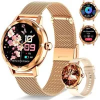 Zevelora Damen's IP68 wasserdicht Fitness-Tracker Telefonfunktion Smartwatch (Android/iOS), mit Anruf-Funktion 123 Sportmodi Menstruationszyklus-Funktione