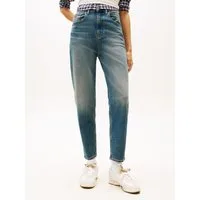 Tommy Jeans Mom-Jeans MOM JEAN UH TPR mit Logo-Stickereien, in knöchelfreier Länge