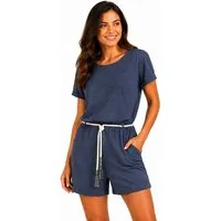 SUBLEVEL Jumpsuit Damen Sommer Overall mit Flechtgürtel Taschen & Turn-Up Ärmeln Perfekte Passform Hochwertige Verarbeitung, Angenehm weich & bequem