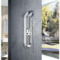 HOMELODY Duschsystem Luxuriöses Duschpaneel Regendusche Handbrause Wasserfall Weiß, 3 Strahlart(en), Duschsystem mit Ablage, Kopfbrause, 3-Funktionen Handbrause