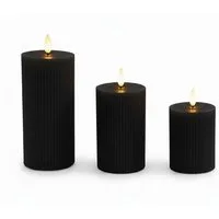 relaxdays LED-Kerze 3er Set, schwarz