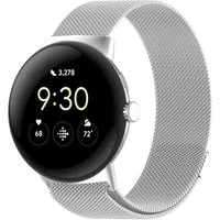 Wigento Smartwatch-Armband Edelstahl für Google Pixel Watch 4 / 3 / 2 41mm Magnet Band Silber, Milanese Edelstahlarmband mit Magnetverschluss