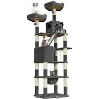 Dogat Kratzbaum Kratzbaum, Katzenbaum für große Katzen, mit Kletterturm 208cm, mehrstöckiger Katzenbaum, 208cm Höhe, XXL, mit Höhlen und Liegemulden