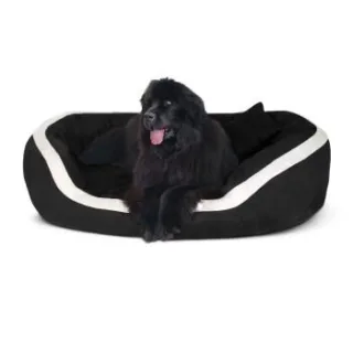 Tierlando ® PEPPER Orthopädisches Hundebett Hundesofa L XL XXL Velours MEGA DICK & WEICH schwarz 1,35 m, 30 cm, 1 m