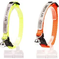 DUVO+ Katzen-Halsband Reflektierendes Katzenhalsband mit Adresse neonfarben