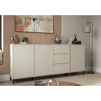 Home affaire Sideboard viel Stauraum, Soft Close, 3 Türen und 3 Schubkasten, mit Metallfüßen, Breite 212 cm, grifflos, Fronten geriffelt