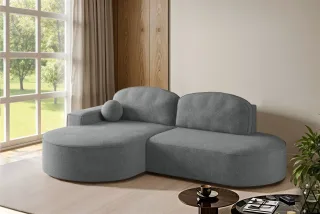 Ecksofa Schlafsofa Sofa GIRONA Stoff Arena Dunkelgrau Ottomane Links