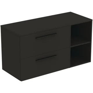 Ideal Standard Möbel-Set 120cm i.life B 2 Auszüge 2 off.Fächer Gr.Schwarz Carbongrau matt, T5756NV T5756NV