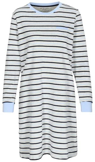IN LINEA - Da.-Sleepshirt Velours softblue stripe - Gr. - 46