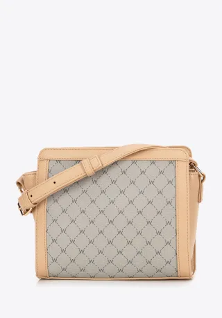 Wittchen Damen-Umhängetasche in Monogram Beige, Öko-Leder
