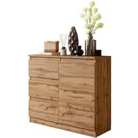 Furnica Kommode Wotan Eiche 80 cm mit 3 Schubladen und 1 Tür - Wohn- und Schlafzimmer