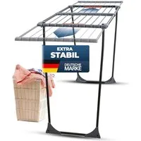 STAHLMANN COMMERCE GmbH Wäscheständer Wäscheständer ausziehbar [20 m Trockenfläche] Schwarz Made in EU, 20 m · Ausziehbar · Schwarz · Klemmen · UV-fest · Made in EU