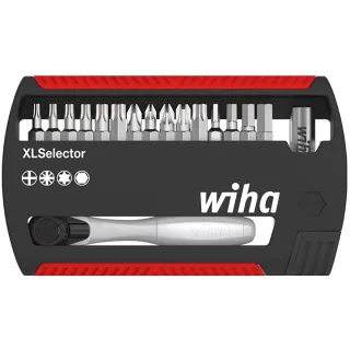 Wiha Bit Set XLSelector Standard 25 mm gemischt 16-teilges Set mit Bitratsche 1/4 zoll C6,3 - 5 Stück - 36951