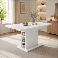 KLAM HOME Esstisch Küchentisch mit Stauraum (Tischplatte bis 130cm ausziehbar), 110x70x75 cm Esstisch Freizeittisch Couchtisch aus Metall und MDF