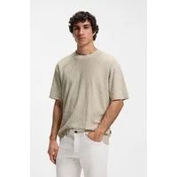 BOSS ORANGE T-Shirt florales Jacquardmuster, Baumwollfrottee, Relaxed Fit