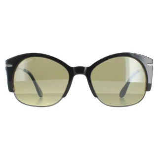 Serengeti Semi Rimless Womens Shiny Gunmetal Schwarz Polarisiert Grün 555nm Vinita