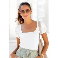 LASCANA Kurzarmshirt aus gerippter Ware, T-Shirt mit leichten Puffärmeln, casual-modisch