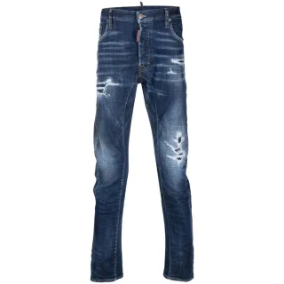 Dsquared2 Tikdy Biker Jeans Worn Reinforced Wash Blue Jeans