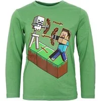 Minecraft Langarmshirt Minecraft Steve Skelett Kinder Jungen Langar Shirt Gr. 116 bis 152 - Baumwolle