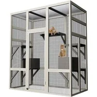 GarveeMore Katzenhaus Großes Outdoor Katzengehege Katzenfreigehege Holz Katzenpatio