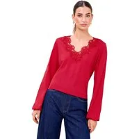 LIPSY Langarmbluse Lipsy Langarmshirt mit Spitzendetail, Regular (1-tlg)
