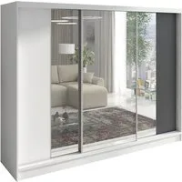 A&J MöbelLand GmbH Schiebetürenschrank VIDA 200 cm 3-türig Schrank mit Schubladen und Spiegel (TOP ANGEBOT! Geräumiger Schrank mit einer Breite von 200 cm und Spiegel, ideal zur Aufbewahrung von Kleidung und Accessoires. 3 Schubladen und viel Staurau