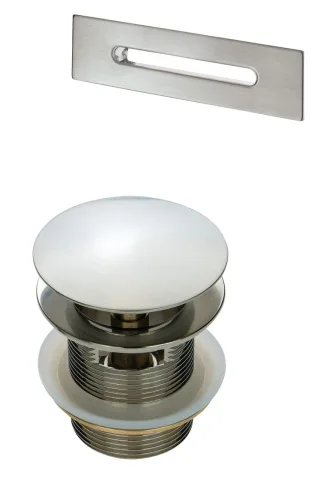 Neuesbad Badewanne Set, Edelstahl gebürstet, Ablaufgarnitur mit rechteckigem Überlauf NB1DEKYYF10B1