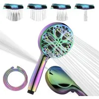 sparkpod Duschbrause Premium 10-Strahl Hochdruck Handbrause Duschkopf Edelstahlschlauch, (Premium Handbrause-Duschkopf-Set, 3-tlg., Enthält Duschkopf, Schlauch, Teflonband), 10 Strahlfunktionen, werkzeuglose Installation, energiesparend