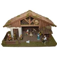 Alfred Kolbe Krippe Weihnachtsdeko (12-tlg), in Handarbeit gefertigt, mit Krippenfiguren