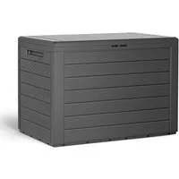 Casaria Auflagenbox Lille (1 St), Balkonbox Holzoptik Stecksystem Griffmulden Abschließvorrichtung Grau