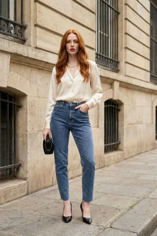 Hochtaillierte Skinny-Jeans