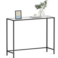 VASAGLE Konsolentisch Beistelltisch, Oberfläche aus Hartglas, moderner Sofatisch, einfacher Aufbau, verstellbare Füße, Wohnzimmer, Flur