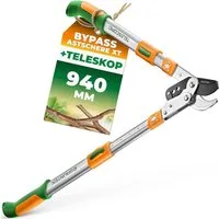 GRÜNTEK Astschere Teleskop-Astschere XT 685 - 940 mm, Bypass Smart-Cut Baumschere, Gehärtete Klinge mit 82 mm Länge, rutschfeste 2-Komponenten-Griffe