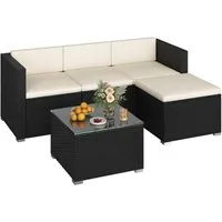 Yaheetech Gartenlounge-Set Balkonset 5er-Sofa-Set Patio-Set in Rattan-Optik, Gartengarnitur aus 2 Ecksofa & Sofa & Stuhl & Beistelltisch