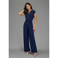 Laura Scott Jumpsuit mit Wickeloptik und Gürtel, aus elastischem Jersey-Material
