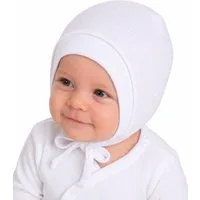 La Bortini Erstlingsmütze Mütze für Neugeborene Baby Haube Mützchen in Weiß aus reienr Baumwolle, 32 34 36 38 40 42 44