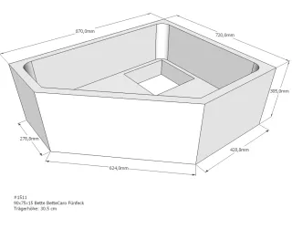 Neuesbad Wannenträger für Bette Caro 90x75x15 Fünfeck SD22003