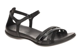 Ecco 244243 Flash X-Strap Damen Sandalette Schwarz - Black / Black mit Echtle...