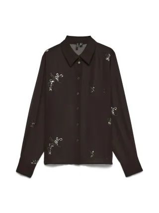 VERO MODA - VMGILMA PEARL LS SHIRT WVN Chocolate Torte - Gr. - M
