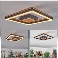 hofstein Deckenleuchte Deckenlampe aus Metall/MDF/Kunststoff in Schwarz/Holzoptik/Weiß, LED fest integriert, 3000 Kelvin, (12 cm x 12 cm), 12 Watt, 1350 Lumen, 3000 Kelvin