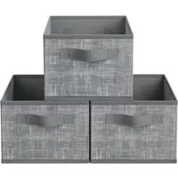 SONGMICS Aufbewahrungsbox 3er Set, Stoffboxen, für Kleiderschrank, 2 Griffe, Etikette
