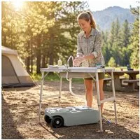 Outsunny Wassertank 40 L Abwasser Rolltank Abwassertank Wohnmobil (Rolltank mit Griff, 1 St., Wasserkanister), Tragbarer Mehrzweckkanister, HDPE, Grau