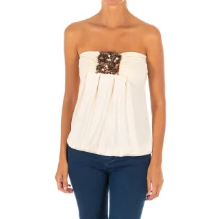 Ärmelloses Damen-T-Shirt mit breitem Stricktop-Effekt 10DMT0084