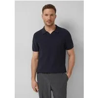 s.Oliver Kurzarmpullover Strickpullover Strukturiertes Strick-Polo mit Rippbündchen